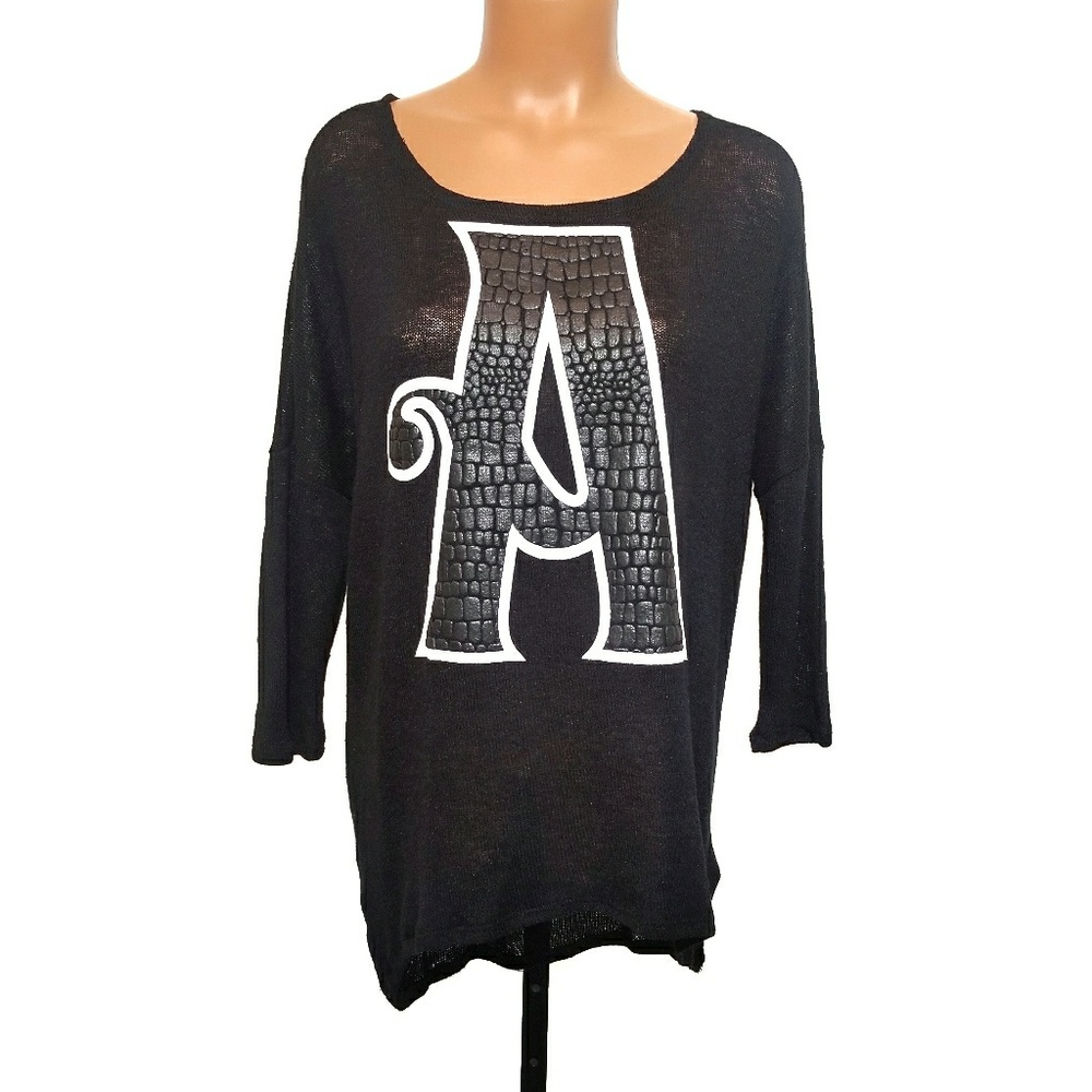 H&M Divided Letter A Black Tunic High Low Sweater